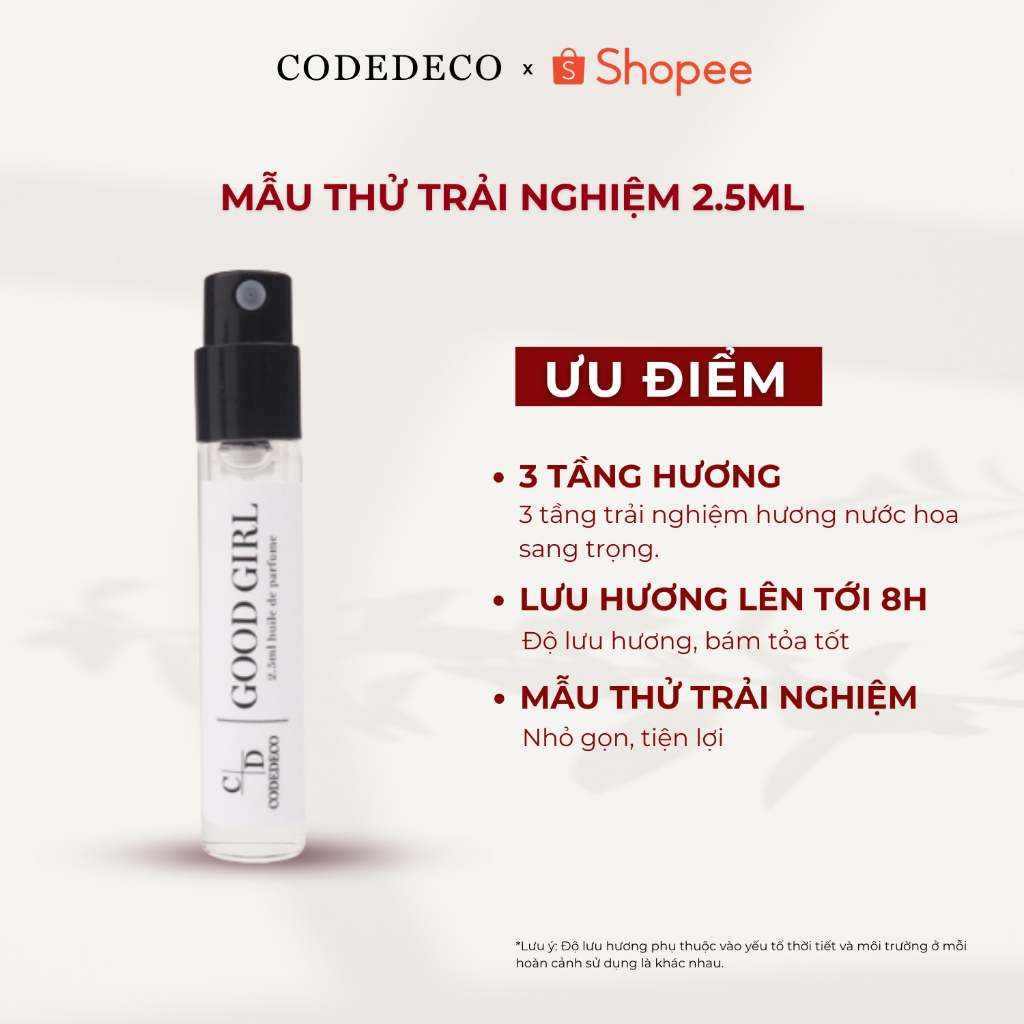 Tinh dầu nước hoa CODEDECO Good Girl Cá Tính, Ngọt Ngào, Gợi Cảm 2.5ml