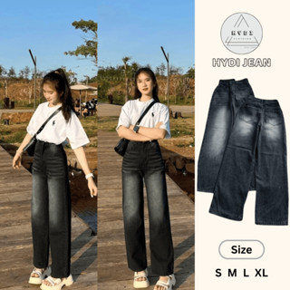  Quần Jean Nữ Ống Rộng Màu Đen Wash Bạc Trẻ Trung Năng Động Form Suông Chất DENIM - J650 - HYDIJEAN 