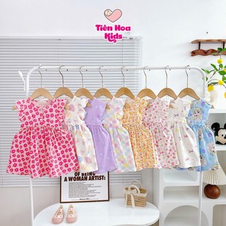  Bé 7-19kg  Váy  đầm cánh tiên nút giữa cotton Bozip xuất dư mềm mịn mát cho bé gái mặc đi học đi chơi 