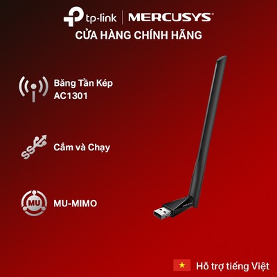 USB Wi-Fi Mercusys MA30H AC1300 Hai Băng Tần | Kết Nối Ổn Định, Hỗ Trợ MU-MIMO, Tương Thích Windows 10/11