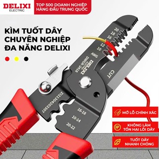  Kìm Tuốt Dây Điện Đa Năng DELIXI Kết hợp uốn cắt bấm tách dây Thép Hợp kim Tay Cầm Chống Trượt 