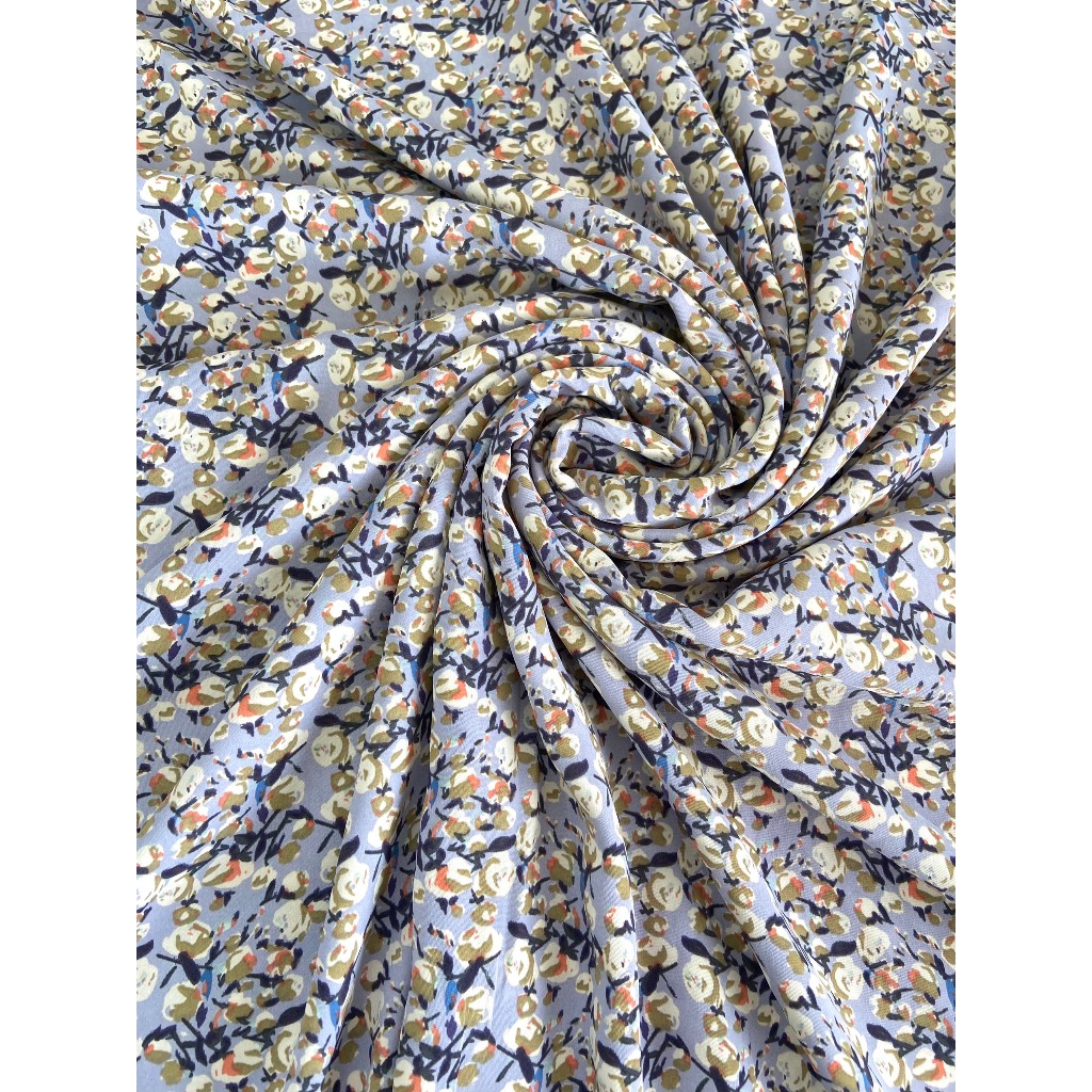 VẢI LỤA MANGO HOA NHÍ NỀN TÍM NHẠT -  KHỔ VẢI 1M5 - VẢI THÙY MINH