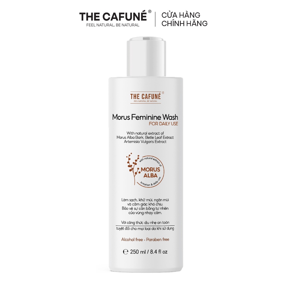 Dung Dịch Vệ Sinh Phụ Nữ Morus Feminine Wash The Cafuné, Chiết Xuất Dâu Tằm, Dưỡng Ẩm, Ngăn Mùi, Ngừa Khuẩn 225ml