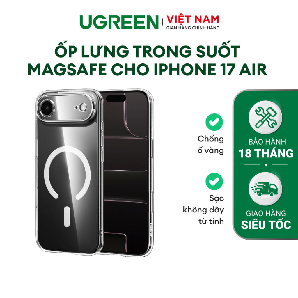 Ốp lưng Magsafe iPhone 17 Series Ugreen | Sạc không dây từ tính | TPU Composite backsheet | Hàng Chính Hãng Cao Cấp