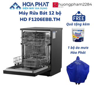 Máy rửa bát Hòa Phát 12 bộ HD F1206EBB.TM - Hàng chính hãng - Tặng kèm viên rửa bát + áo mưa