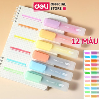  Set 6 Bút Highlight Đánh Dấu Màu Sắc Tươi Sáng Bút Ghi Nhớ Tiện Lợi 2 Tone Màu Đậm Nhạt Siêu Xinh Khô Nhanh Chống Lem 