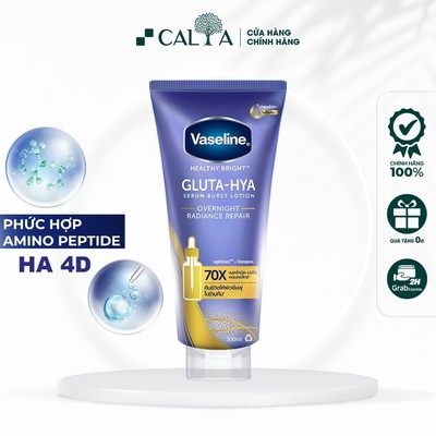Sữa Dưỡng Thể Vaseline Xanh Gluta-Hya Serum Burst Lotion Overnight Radiance Repair Phục Hồi Da 330ml