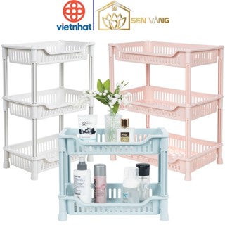 Kệ chữ nhật 2 3 tầng nhựa VIỆT NHẬT - Đựng đồ đa năng nhà bếp phòng tắm gia vị úp chén - 5538 9 