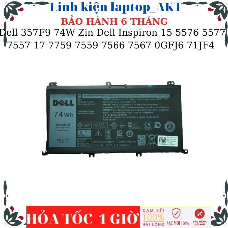 Pin laptop Dell Inspiron 15 5576 5577 7557 7566 17 7759 7559 7566 7567 P57F P57F001 P57002 Pin Dell 