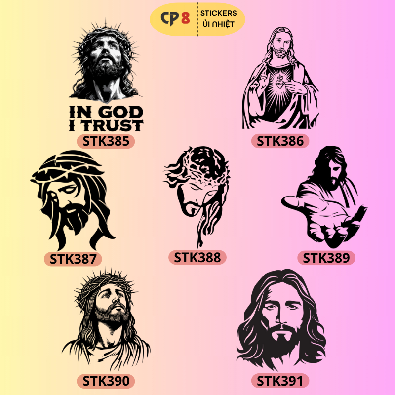 Bộ Hình In, Ủi Nhiệt Sticker Jesus 02 - CP8 PET Sticker