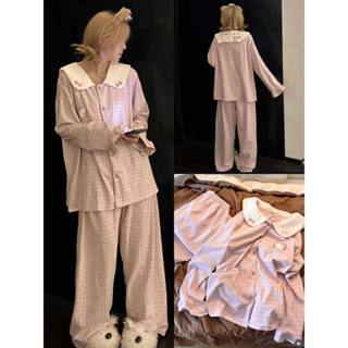  Set Bộ Nỉ Nữ Thu Đông Dài Tay Hình Hello Kitty Caro Set Bộ Nỉ Màu Hồng Áo Cổ Sen Cài Cúc Kèm Quần Dáng Suông Siêu Xinh 