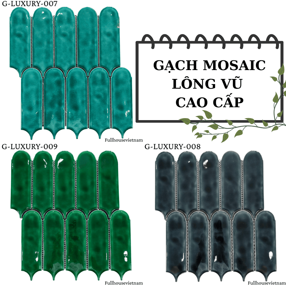 Gạch mosaic lông vũ - gạch mosaic gốm cao cấp trang trí nội thất - nhà hàng, khách sạn,...