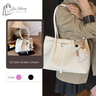  Túi Tote Nữ Da PU Cỡ Lớn Dáng Công Sở Màu Đen Trắng Hồng Thời Trang Đi Học Đi Làm  Kèm Charm Hello Kitty  