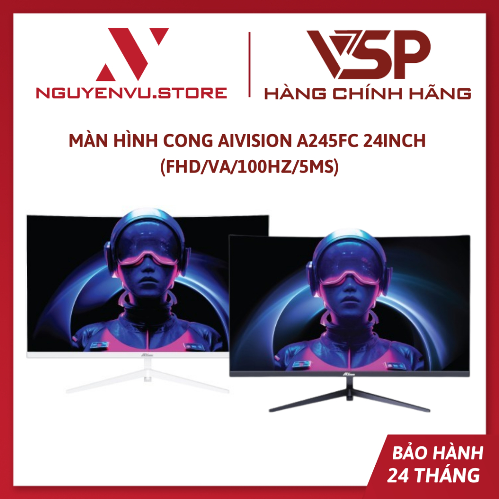 Màn hình cong AiVision A245FC 24 inch  (FHD/VA/100Hz/5ms) / Aivision A272FC 27 Inch (FHD/VA/100Hz/5m