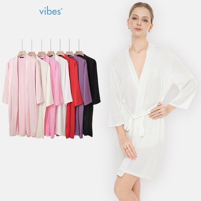 VIBES Áo choàng ngủ quyến rũ Lụa cao cấp Cherish Silk Robe phom rộng, áo choàng cô dâu sang trọng