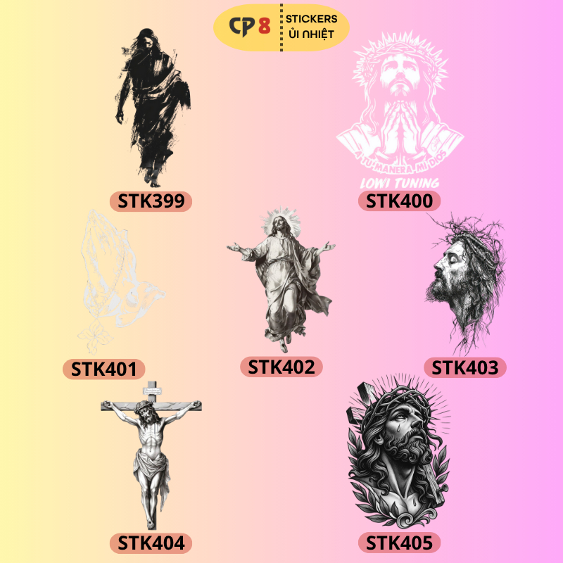 Bộ Hình In, Ủi Nhiệt Sticker Jesus 04 - CP8 PET Sticker