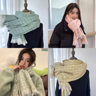  Khăn Nữ Thời Trang Hàn Quốc Tua Rua Khăn Choàng Dài Cashmere Kẻ Sọc 
