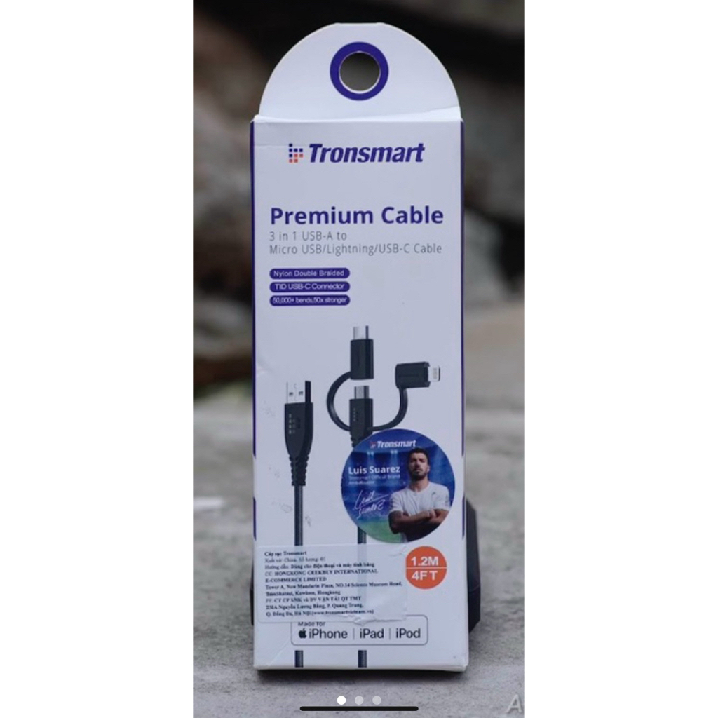 💥👉– CÁP SẠC TRONSMART 3 TRONG 1 (USB-A → Micro USB/Lightning/USB-C)