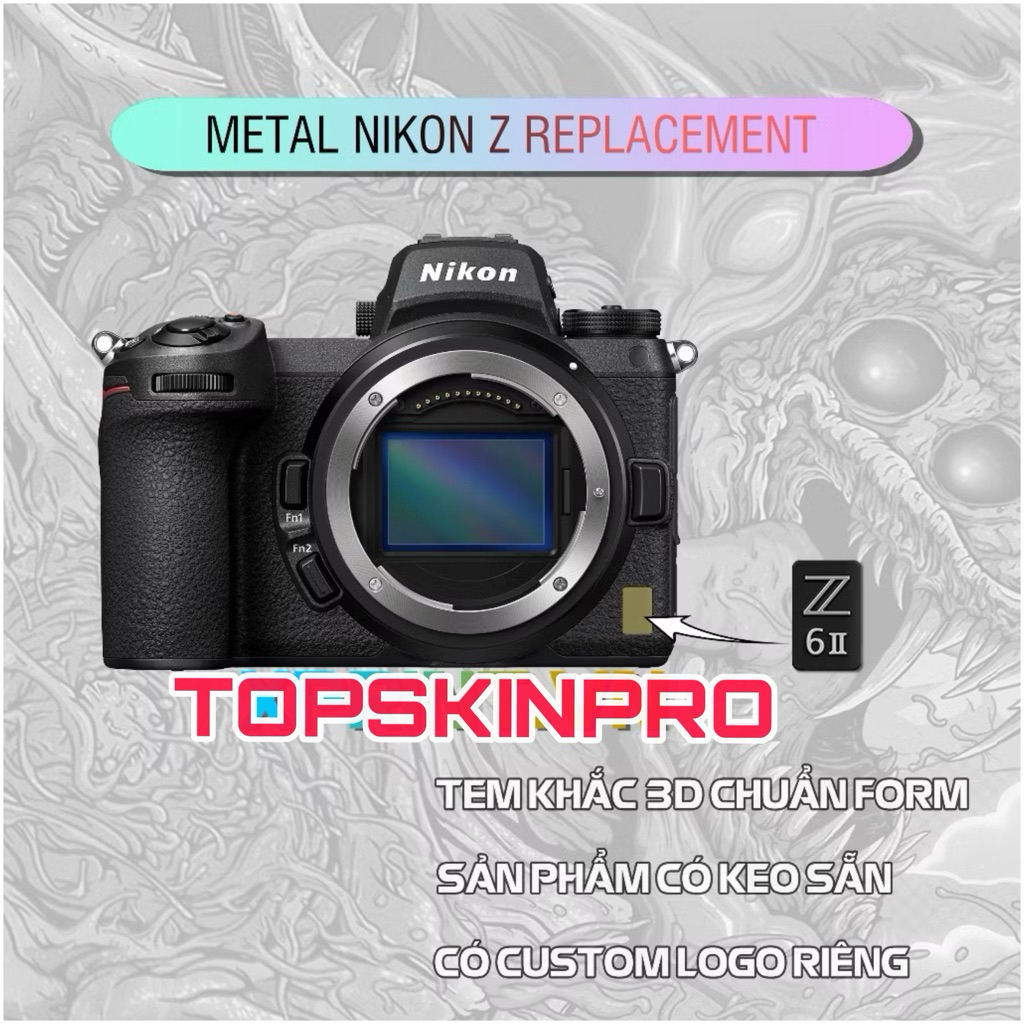 Sticker kim loại nikon Z, dùng thay thế, độ chế nikon Z5, Z6, Z7, Z6II, Z7II
