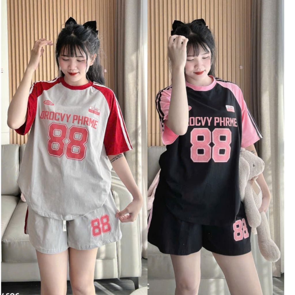 Bộ quần áo mặc nhà cho nữ rẻ đẹp mùa hè bộ đùi nữ bộ quần áo nữ bigsize chất thun cotton in 88 ghép | BigBuy360 - bigbuy360.vn