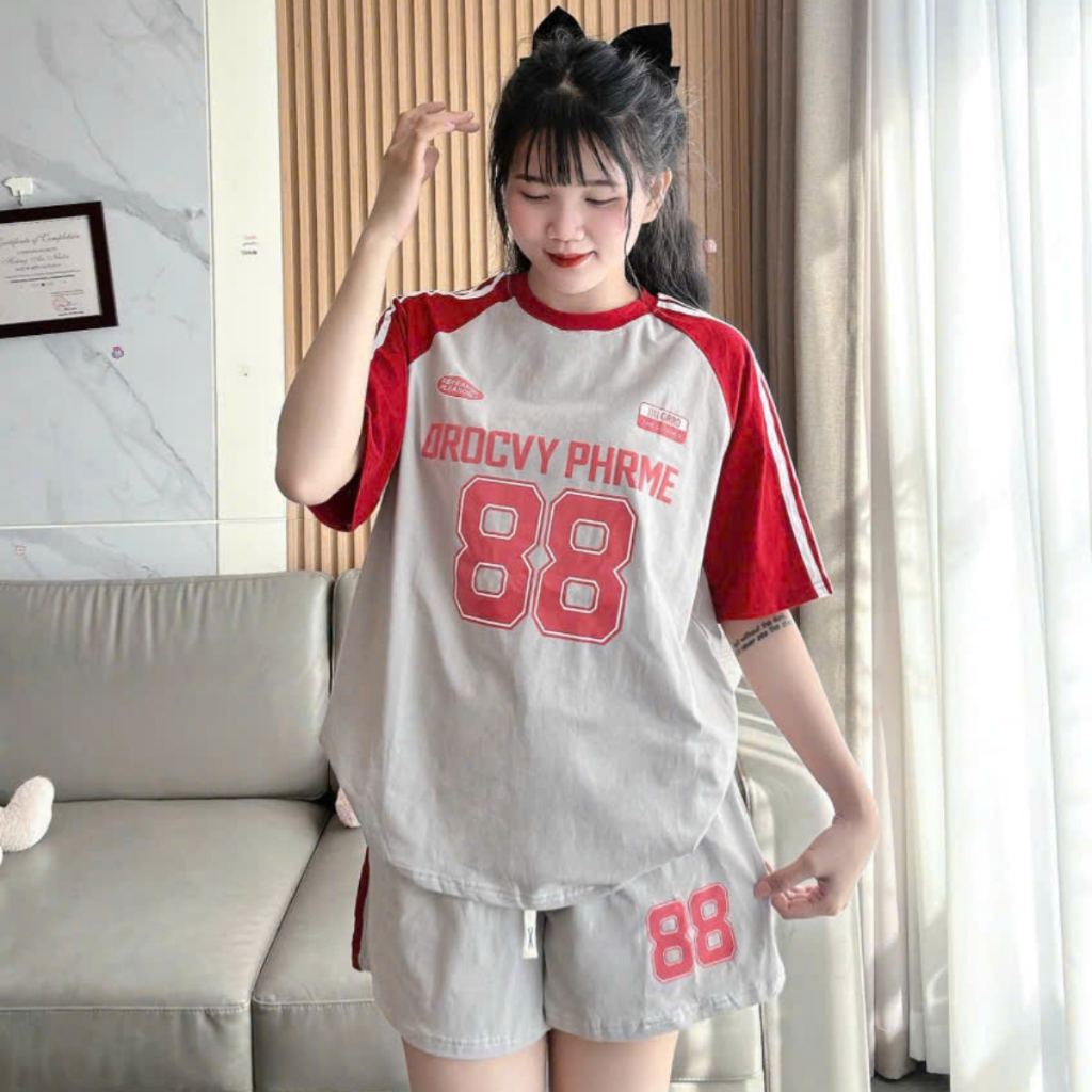 Bộ quần áo mặc nhà cho nữ rẻ đẹp mùa hè bộ đùi nữ bộ quần áo nữ bigsize chất thun cotton in 88 ghép | BigBuy360 - bigbuy360.vn