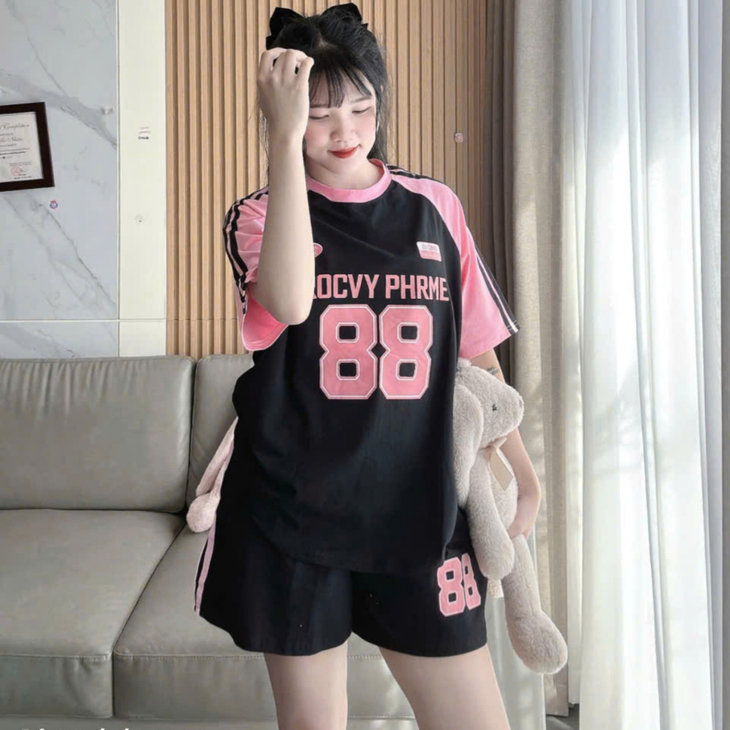 Bộ quần áo mặc nhà cho nữ rẻ đẹp mùa hè bộ đùi nữ bộ quần áo nữ bigsize chất thun cotton in 88 ghép | BigBuy360 - bigbuy360.vn