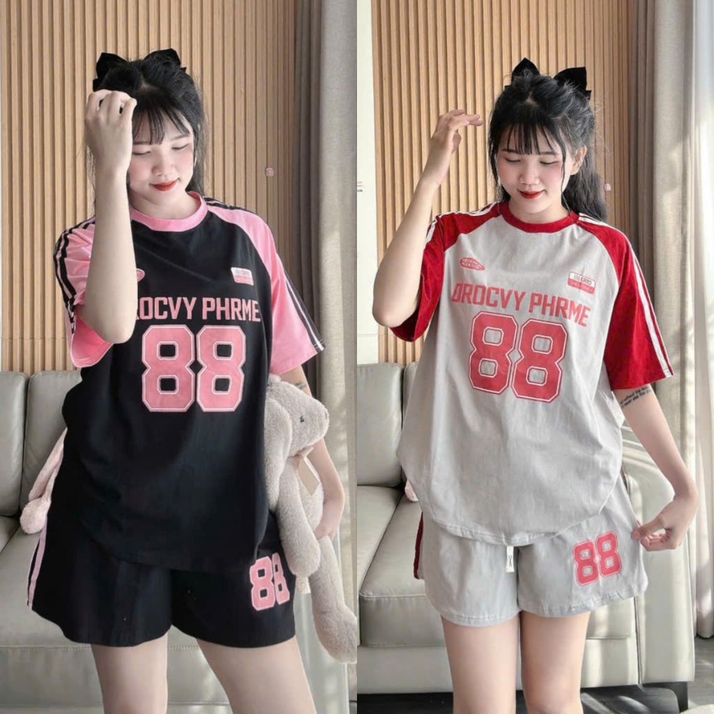 Bộ quần áo mặc nhà cho nữ rẻ đẹp mùa hè bộ đùi nữ bộ quần áo nữ bigsize chất thun cotton in 88 ghép | BigBuy360 - bigbuy360.vn