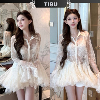  Set Áo Ren Dáng Xoè Tay Dài Phối Áo Hai Dây TIBU Set Đồ Nữ Hai Món Sang Chảnh Tiểu Thư Đi Chơi Dự Tiệc B644 