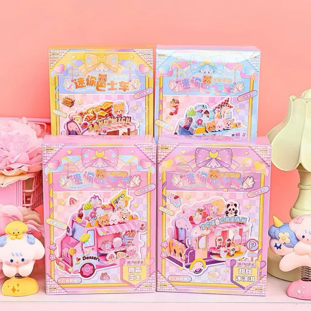 Mô hình Lắp ráp Xe Tải Bán Bánh/Kem Ngọt 3D).