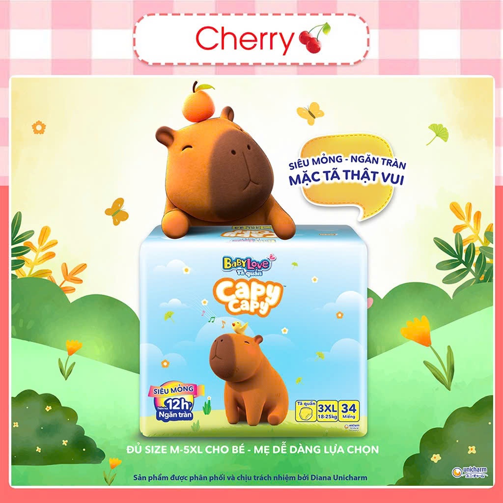 Tã Bỉm Quần CAPY CAPY Chính Hãng Unicharm Đủ Size Cho Bé Từ M56/L52/Xl 48/XXL44/XXXL34/XXXXL30/5XL26