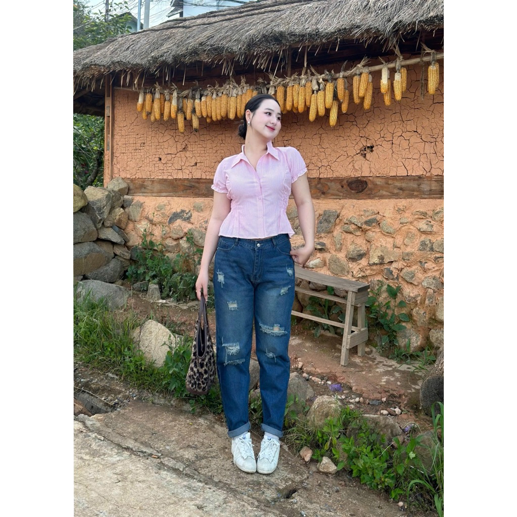 Quần Bò Bigsize , Quần Baggy Bigsize Nữ 55-90kg SAN JEANS BIGSIZE