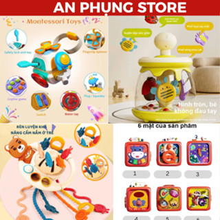   LOẠI 1 KHỐI BẬN RỘN MONTESSORI  10 Chi Tiết - Hộp Quay Côn Trùng - HỘP BÒ ÂM NHẠC - GẤU RÚT DÂY - đồ chơi cho bé 