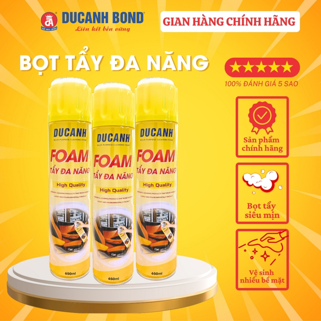Bọt Tẩy Đa Năng DucAnh 650ml Vệ Sinh Sạch Sẽ Đồ Da , Ghế Da , Giày Dép, Nội Thất ô tô