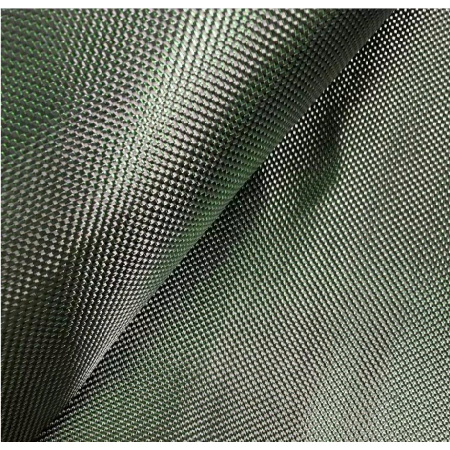 Vải Carbon + Sợi kim loại xanh lá bạc