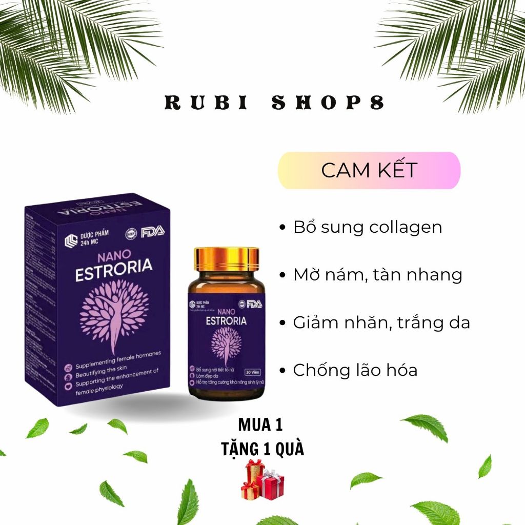 Collagen Nano Estroria trẻ hoá da trắng da chống lão hoá giảm nếp nhăn mờ nám tàn nhang cam kết an toàn hiệu quả