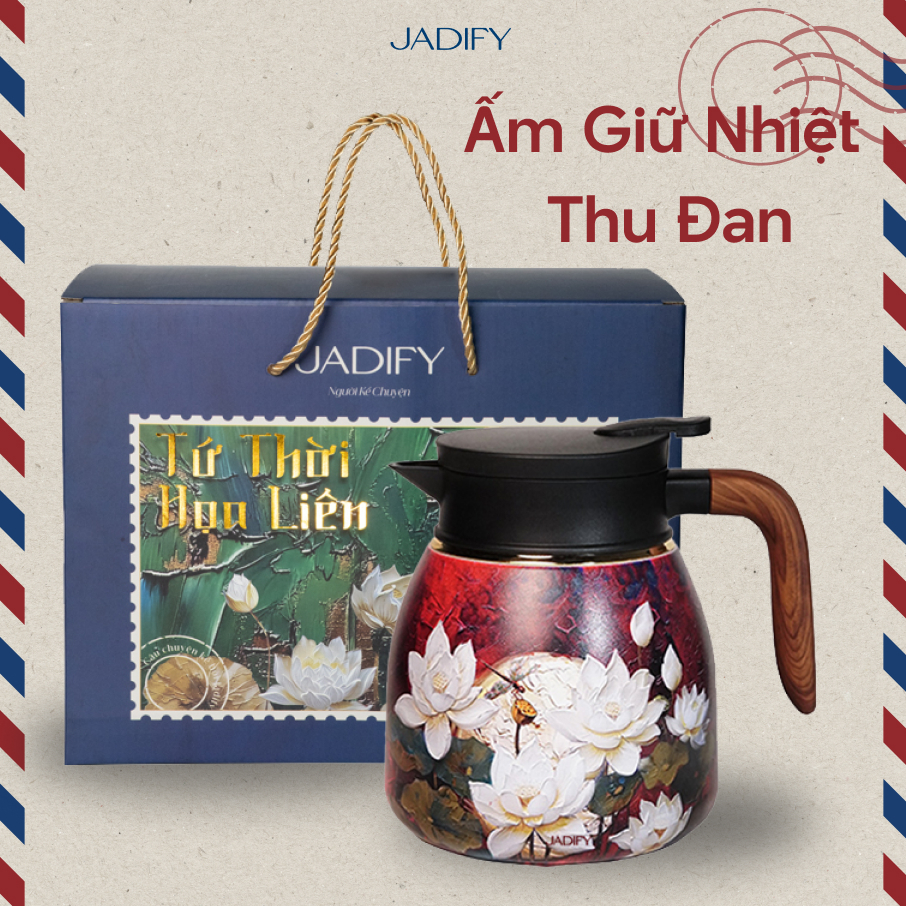 Ấm Giữ Nhiệt Hoa Sen Thu Đan - Carmine Autumn Cozy Teapot - BST Tứ Thời Họa Liên - 1.1L - Jadify