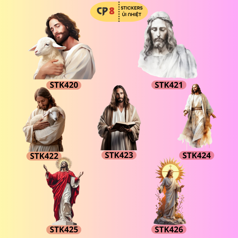 Bộ Hình In, Ủi Nhiệt Sticker Jesus 07 - CP8 PET Sticker
