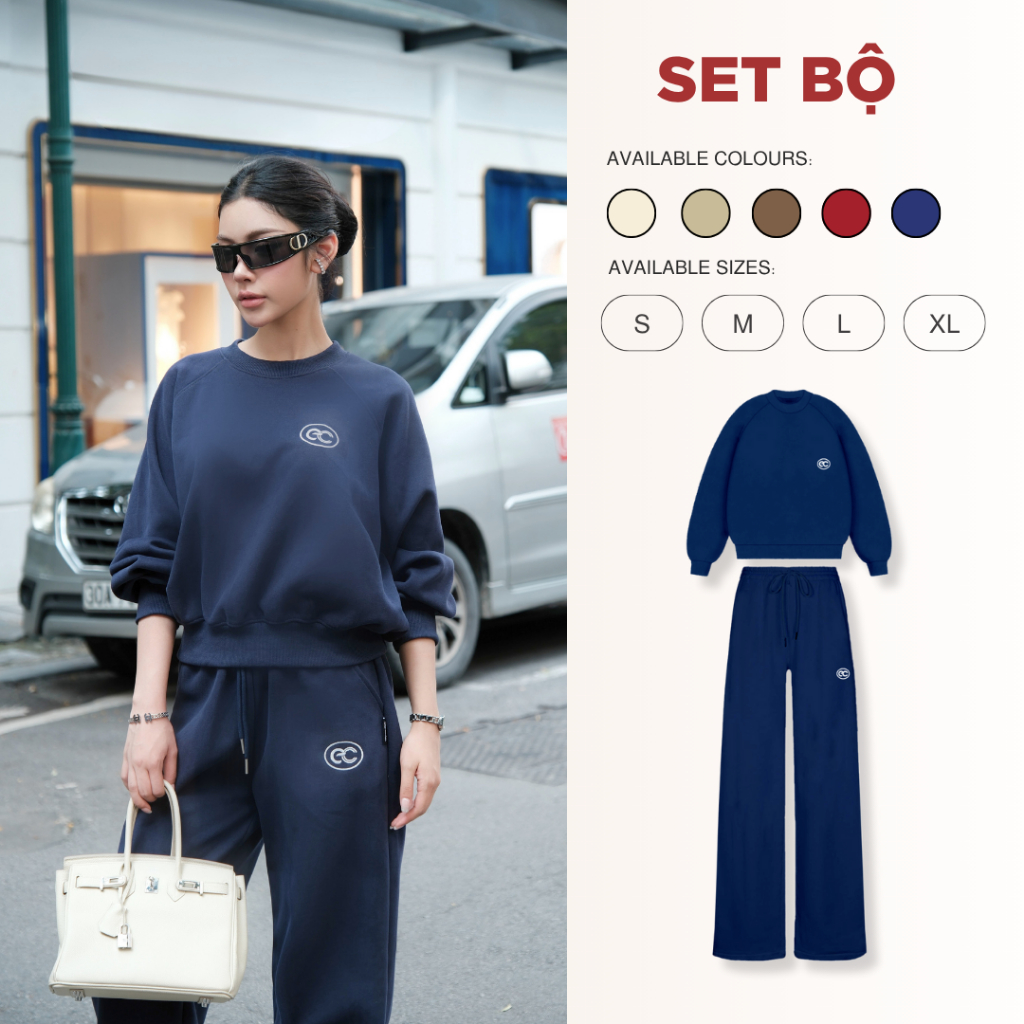 Set Bộ ECOCHIC IVORY FROST Áo Sweater Basic Chất Liệu Nỉ Hai Da Cao Cấp Chính Hãng B186 | BigBuy360 - bigbuy360.vn
