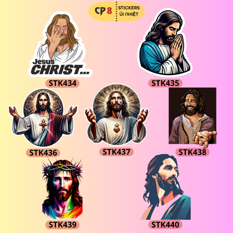Bộ Hình In, Ủi Nhiệt Sticker Jesus 09 - CP8 PET Sticker