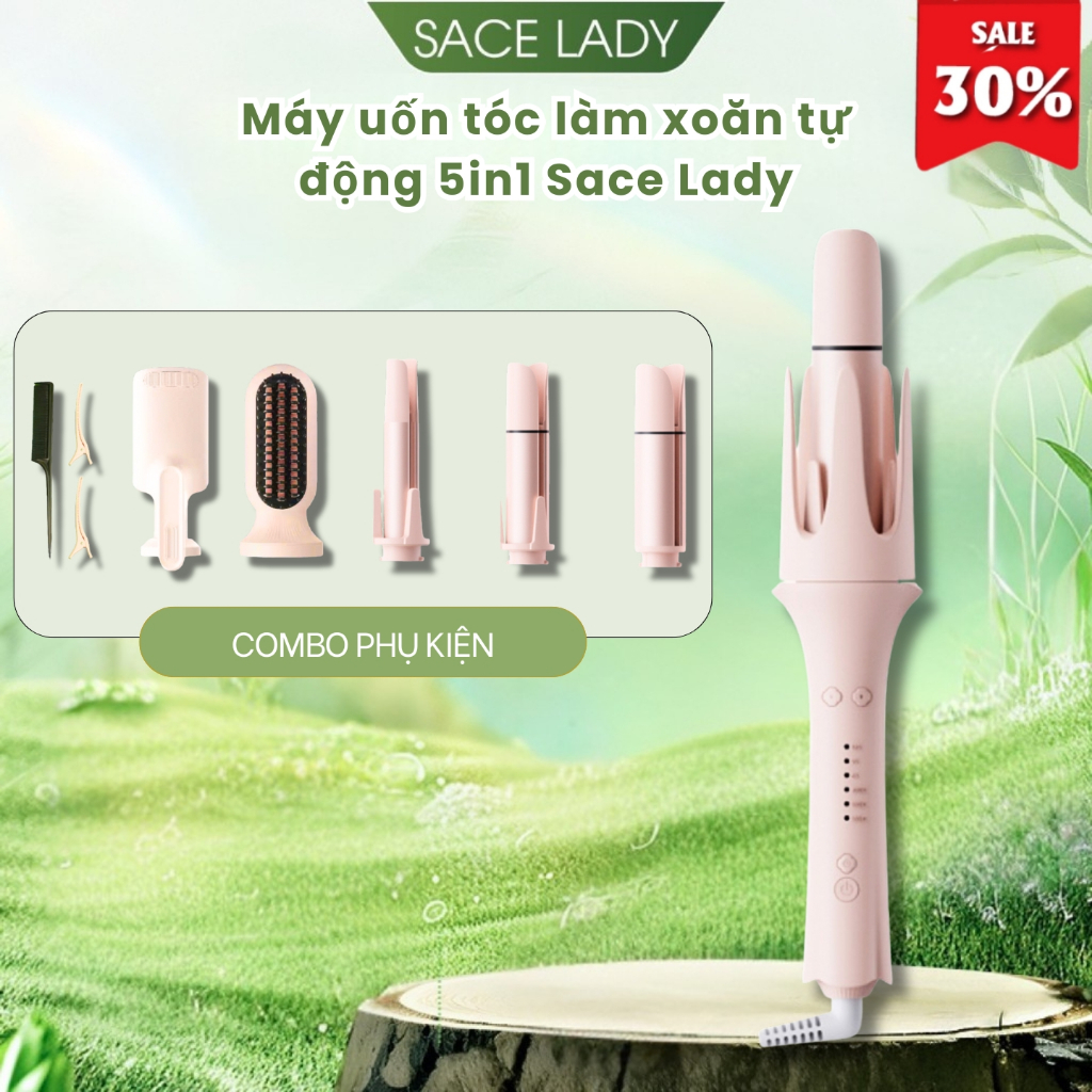 Máy Uốn Tóc Tự Động SACE LADY 5in1- Lõi 32mm, Phun Ion Âm Bảo Vệ Tóc, 2 Chiều Xoay, Điều Chỉnh Nhiệt