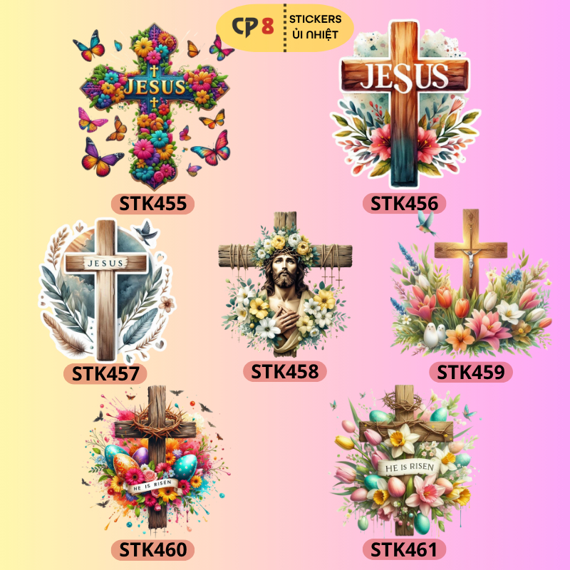 Bộ Hình In, Ủi Nhiệt Sticker Jesus 12 - CP8 PET Sticker