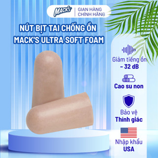 1 Đôi nút bịt tai chống ồn Mack's Ultra Soft Foam 32 dB siêu mềm mại cho ngủ ngon, học tập, làm việc, du lịch