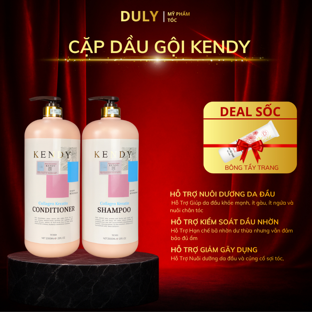 Dầu gội, xả dưỡng sinh cao cấp Kendy 2000ml giúp tóc chắc khỏe bóng mượt