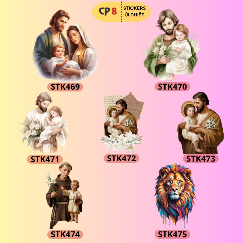 Bộ Hình In, Ủi Nhiệt Sticker Jesus 14 - CP8 PET Sticker