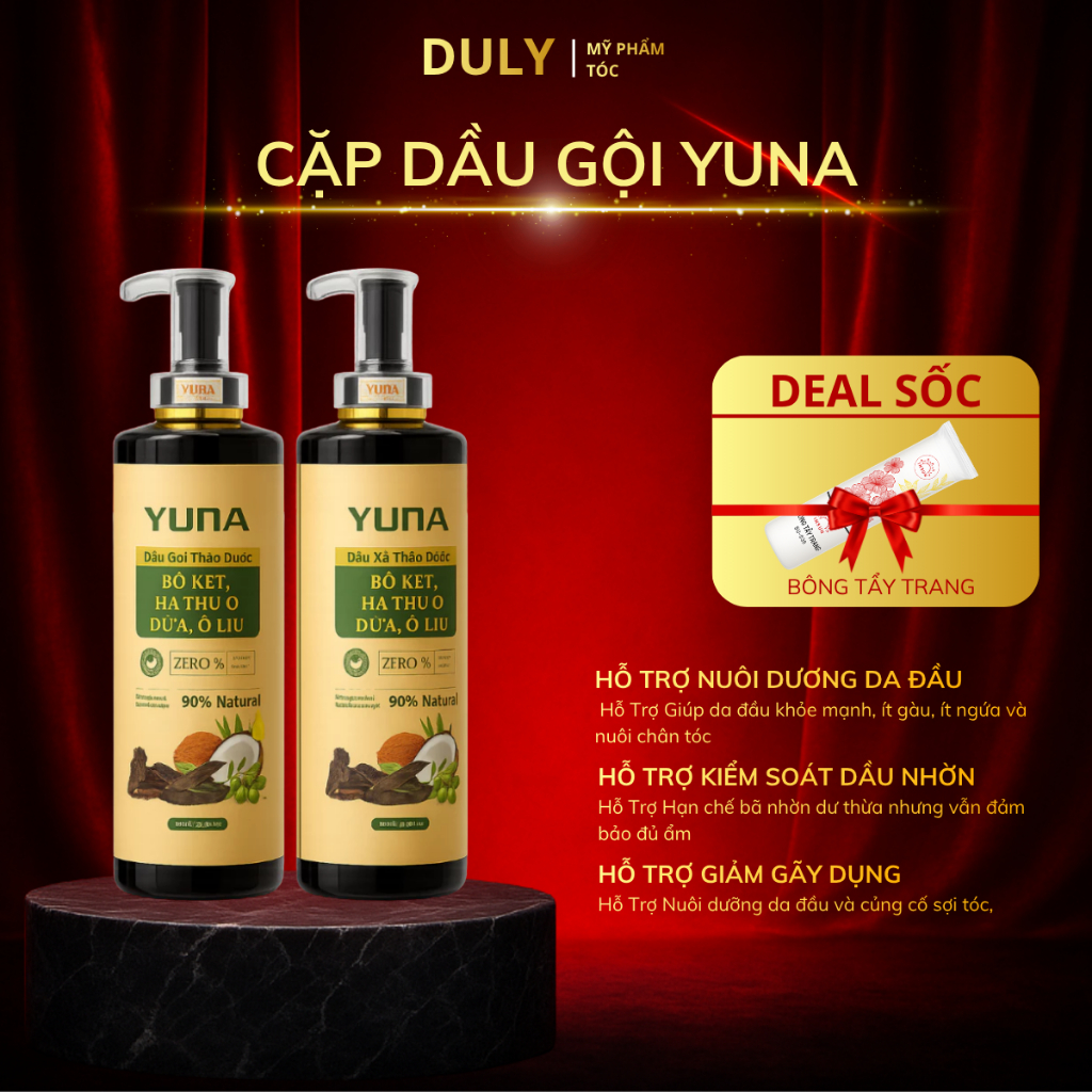 Cặp Dầu Gội & Dầu Xả Thảo Dược YUNA 800ML – Sự kết hợp hoàn hảo từ thiên nhiên cho mái tóc chắc khỏe