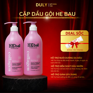  Dầu gội xả collagen HE TEPI 1000Ml Hồng mượt tóc hương nước hoa - kiềm dầu - hỗ trợ chống rụng tóc 