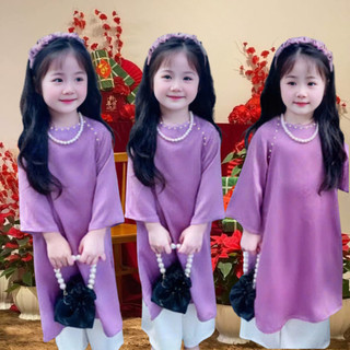   TẶNG CHUỖI & CÀI TÓC  Áo dài Tết truyền thống áo dài cho bé gái từ 9kg đến 38kg chất gấm mềm mát 