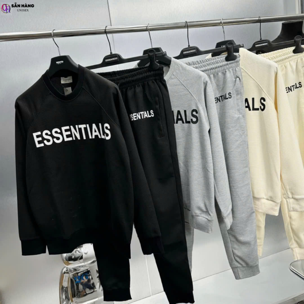 Bộ Nỉ Thể Thao esen Thời Trang Thiết Kế Năng Động Trẻ Trung Áo Sweater Cổ Tròn Quần Dài Bo k1