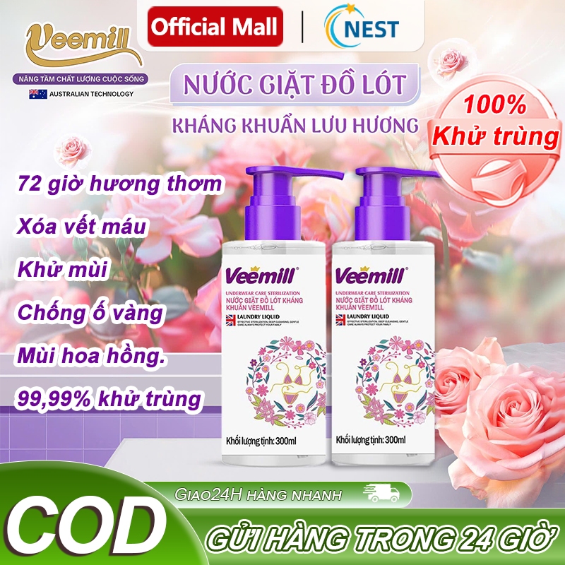 Nước Giặt Nội Y Chuyên Dụng Veemill 1500ml, Giúp Khử Mùi,  An Toàn Cho Da Nhạy Cảm,  An toàn - Siêu 