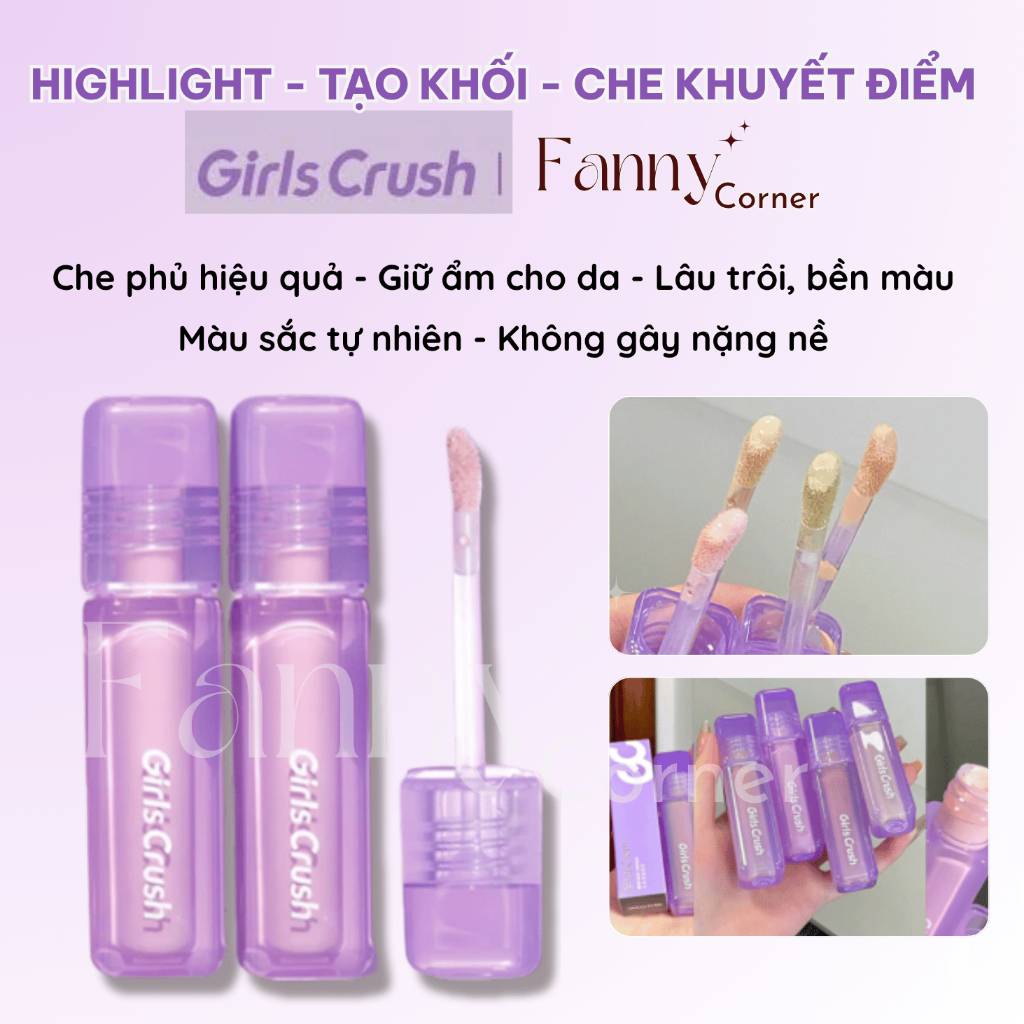 [Chính Hãng] Kem Highlight Tạo Khối Che Khuyết Điểm GIRL CRUSH Làm Sáng GirlsCrush Matte Velvet Conc